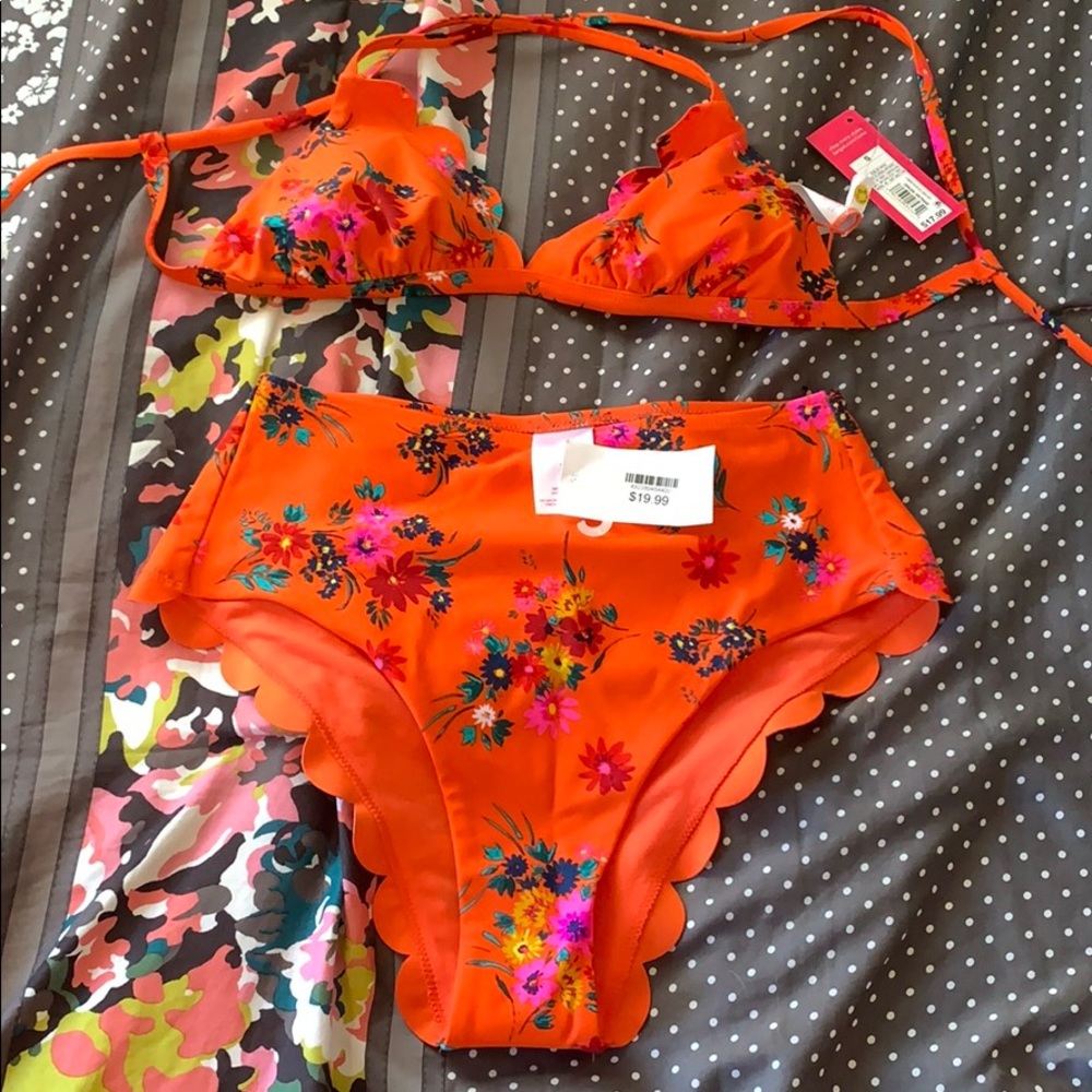 NWT orange floral bikini